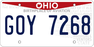 OH license plate GOY7268
