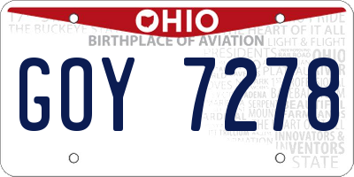 OH license plate GOY7278
