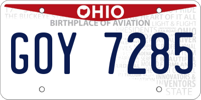 OH license plate GOY7285