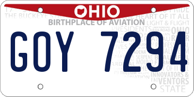 OH license plate GOY7294