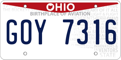 OH license plate GOY7316