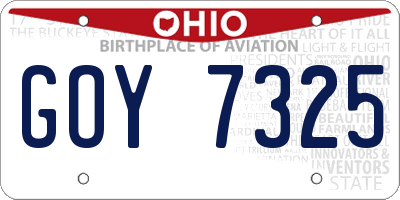 OH license plate GOY7325