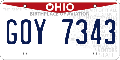 OH license plate GOY7343