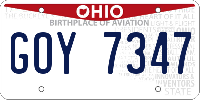 OH license plate GOY7347