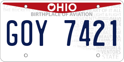 OH license plate GOY7421