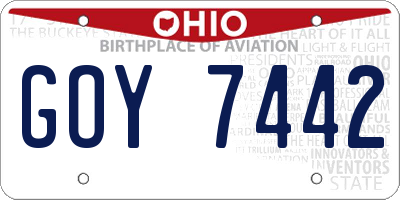 OH license plate GOY7442