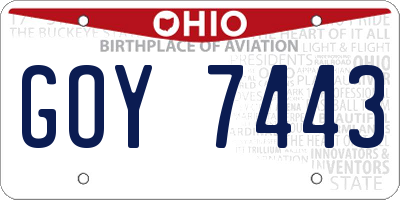 OH license plate GOY7443