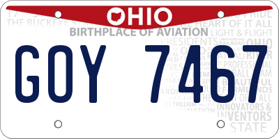 OH license plate GOY7467