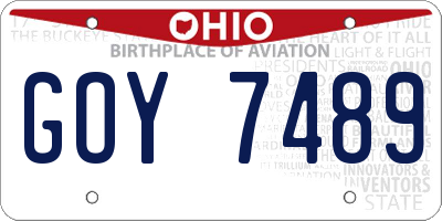 OH license plate GOY7489
