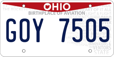 OH license plate GOY7505