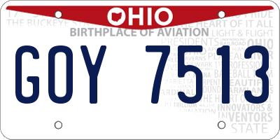 OH license plate GOY7513