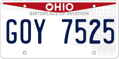 OH license plate GOY7525