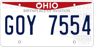 OH license plate GOY7554