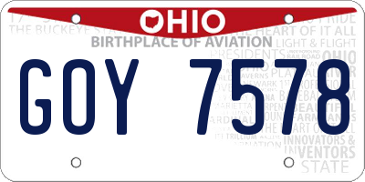 OH license plate GOY7578