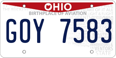 OH license plate GOY7583