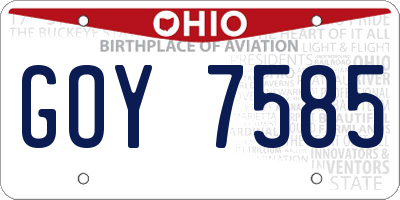 OH license plate GOY7585