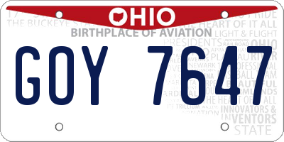 OH license plate GOY7647