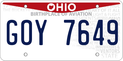 OH license plate GOY7649