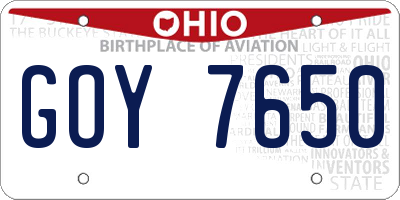 OH license plate GOY7650