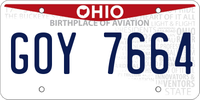 OH license plate GOY7664