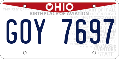 OH license plate GOY7697