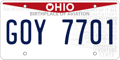 OH license plate GOY7701