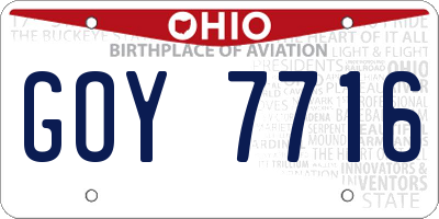 OH license plate GOY7716
