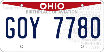OH license plate GOY7780