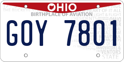 OH license plate GOY7801