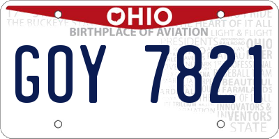 OH license plate GOY7821