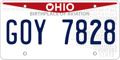 OH license plate GOY7828