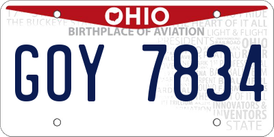 OH license plate GOY7834