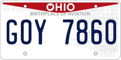 OH license plate GOY7860