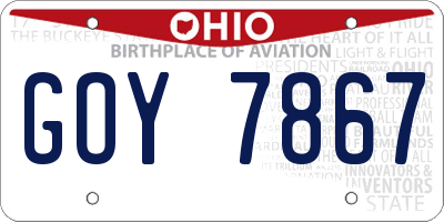 OH license plate GOY7867