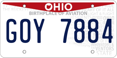 OH license plate GOY7884