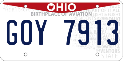 OH license plate GOY7913