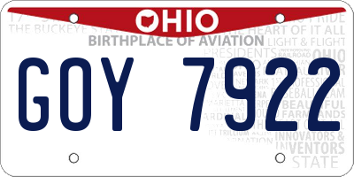 OH license plate GOY7922