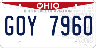 OH license plate GOY7960