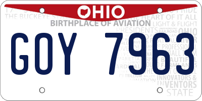 OH license plate GOY7963