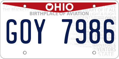 OH license plate GOY7986