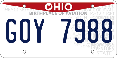 OH license plate GOY7988