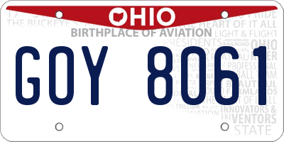 OH license plate GOY8061