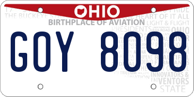 OH license plate GOY8098