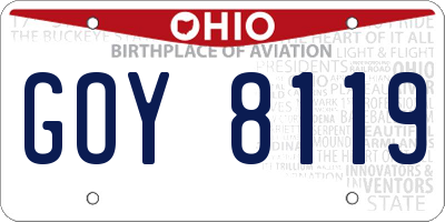 OH license plate GOY8119