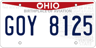 OH license plate GOY8125