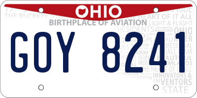 OH license plate GOY8241