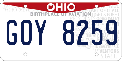 OH license plate GOY8259