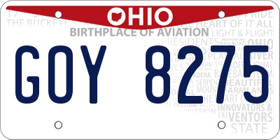 OH license plate GOY8275