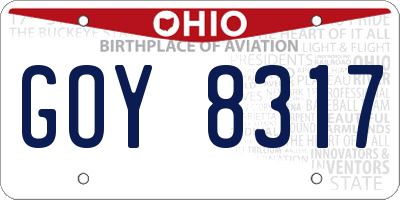 OH license plate GOY8317