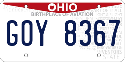 OH license plate GOY8367